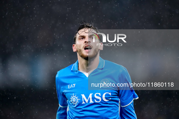 Khvicha Kvaratskhelia of SSC Napoli reacts during the serie Serie A Enilive match between SSC Napoli and SS Lazio at Stadio Diego Armando Ma...