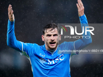 Khvicha Kvaratskhelia of SSC Napoli reacts during the serie Serie A Enilive match between SSC Napoli and SS Lazio at Stadio Diego Armando Ma...