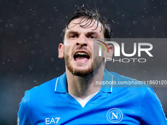 Khvicha Kvaratskhelia of SSC Napoli yells during the serie Serie A Enilive match between SSC Napoli and SS Lazio at Stadio Diego Armando Mar...