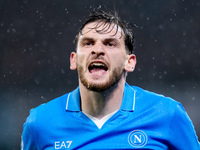 Khvicha Kvaratskhelia of SSC Napoli yells during the serie Serie A Enilive match between SSC Napoli and SS Lazio at Stadio Diego Armando Mar...