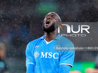 Romelu Lukaku of SSC Napoli looks dejected during the serie Serie A Enilive match between SSC Napoli and SS Lazio at Stadio Diego Armando Ma...