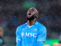 Romelu Lukaku of SSC Napoli looks dejected during the serie Serie A Enilive match between SSC Napoli and SS Lazio at Stadio Diego Armando Ma...