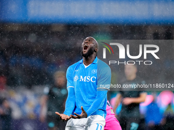 Romelu Lukaku of SSC Napoli looks dejected during the serie Serie A Enilive match between SSC Napoli and SS Lazio at Stadio Diego Armando Ma...