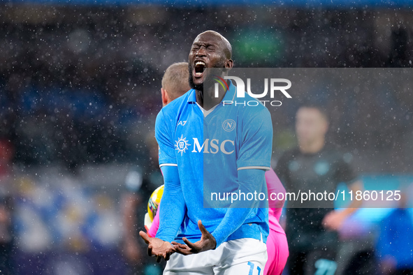 Romelu Lukaku of SSC Napoli looks dejected during the serie Serie A Enilive match between SSC Napoli and SS Lazio at Stadio Diego Armando Ma...