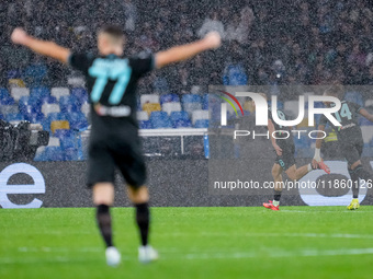 Gustav Isaksen of SS Lazio celebrates after scoring first goal during the serie Serie A Enilive match between SSC Napoli and SS Lazio at Sta...