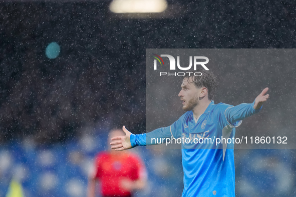 Khvicha Kvaratskhelia of SSC Napoli gestures during the serie Serie A Enilive match between SSC Napoli and SS Lazio at Stadio Diego Armando...