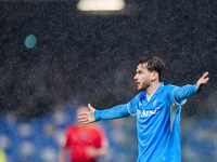 Khvicha Kvaratskhelia of SSC Napoli gestures during the serie Serie A Enilive match between SSC Napoli and SS Lazio at Stadio Diego Armando...