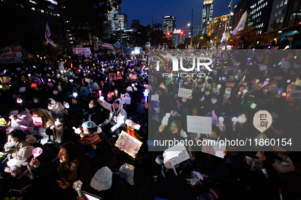 Thousands of citizens gather across from the National Assembly to call for the impeachment of President Yoon Suk-yeol in Seoul, South Korea,...