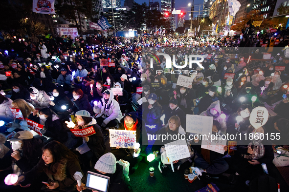 Thousands of citizens gather across from the National Assembly to call for the impeachment of President Yoon Suk-yeol in Seoul, South Korea,...