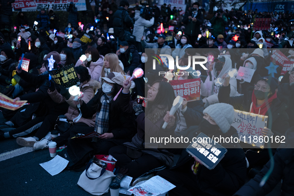 Thousands of citizens gather across from the National Assembly to call for the impeachment of President Yoon Suk-yeol in Seoul, South Korea,...