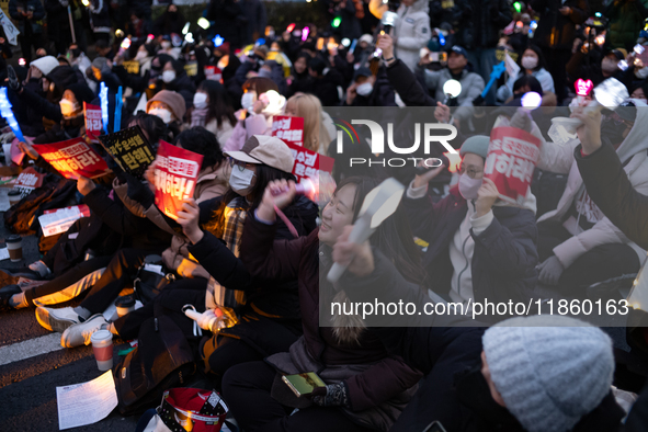 Thousands of citizens gather across from the National Assembly to call for the impeachment of President Yoon Suk-yeol in Seoul, South Korea,...