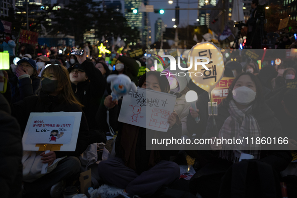 Thousands of citizens gather across from the National Assembly to call for the impeachment of President Yoon Suk-yeol in Seoul, South Korea,...