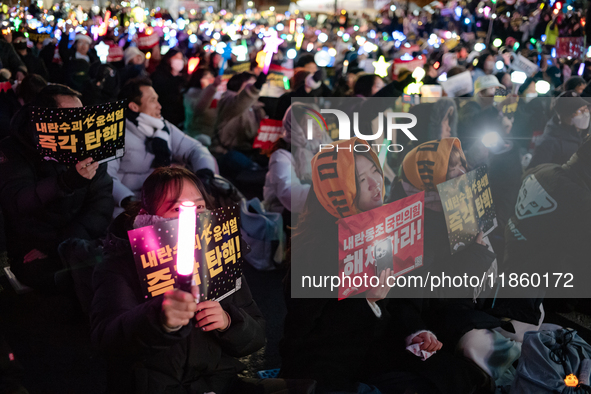 Thousands of citizens gather across from the National Assembly to call for the impeachment of President Yoon Suk-yeol in Seoul, South Korea,...