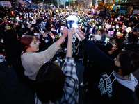 At a protest demanding the impeachment and urgent arrest of President Yoon Suk Yeol in Yeouido, Seoul, South Korea, on December 12, 2024, pa...