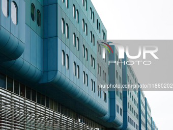 People stand in front of the Clinical Hospital Dubrava in Zagreb, Croatia, on April 28, 2023. The hospital ranks among the top medical facil...