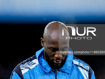 Romelu Lukaku of SSC Napoli looks down during the serie Serie A Enilive match between SSC Napoli and SS Lazio at Stadio Diego Armando Marado...