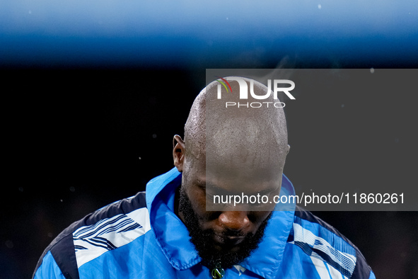 Romelu Lukaku of SSC Napoli looks down during the serie Serie A Enilive match between SSC Napoli and SS Lazio at Stadio Diego Armando Marado...