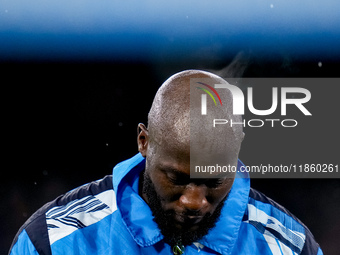 Romelu Lukaku of SSC Napoli looks down during the serie Serie A Enilive match between SSC Napoli and SS Lazio at Stadio Diego Armando Marado...