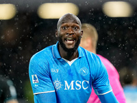 Romelu Lukaku of SSC Napoli reacts during the serie Serie A Enilive match between SSC Napoli and SS Lazio at Stadio Diego Armando Maradona o...