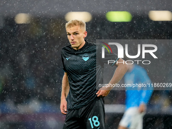 Gustav Isaksen of SS Lazio looks on during the serie Serie A Enilive match between SSC Napoli and SS Lazio at Stadio Diego Armando Maradona...