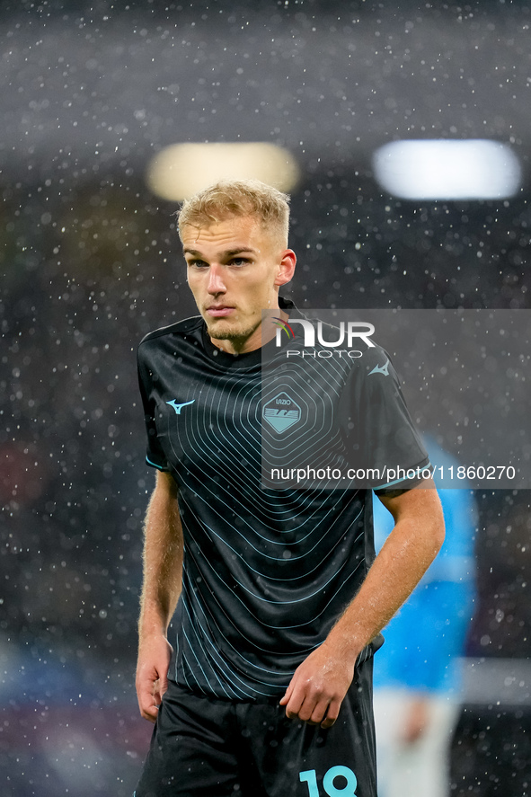 Gustav Isaksen of SS Lazio looks on during the serie Serie A Enilive match between SSC Napoli and SS Lazio at Stadio Diego Armando Maradona...