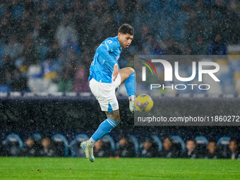 Mathias Olivera of SSC Napoli controls the ball during the serie Serie A Enilive match between SSC Napoli and SS Lazio at Stadio Diego Arman...