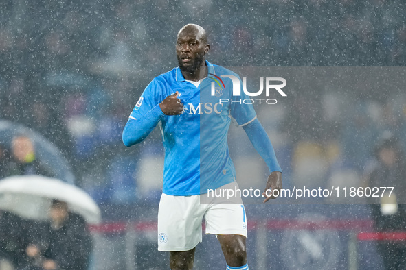 Romelu Lukaku of SSC Napoli gestures during the serie Serie A Enilive match between SSC Napoli and SS Lazio at Stadio Diego Armando Maradona...