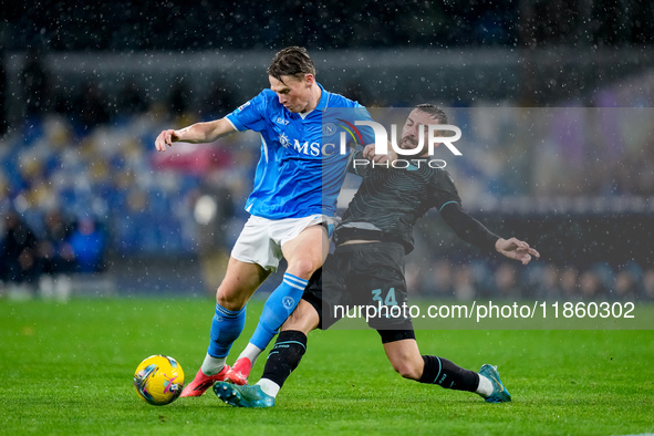 Scott McTominay of SSC Napoli and Mario Gila of SS Lazio compete for the ball during the serie Serie A Enilive match between SSC Napoli and...