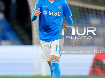 Amir Rrahmani of SSC Napoli during the serie Serie A Enilive match between SSC Napoli and SS Lazio at Stadio Diego Armando Maradona on Decem...