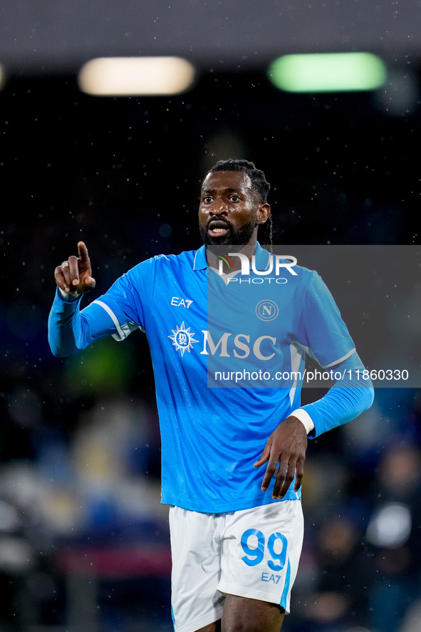 Andre-Frank Zambo Anguissa of SSC Napoli gestures during the serie Serie A Enilive match between SSC Napoli and SS Lazio at Stadio Diego Arm...