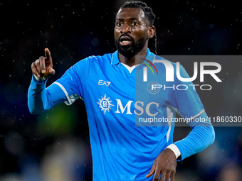 Andre-Frank Zambo Anguissa of SSC Napoli gestures during the serie Serie A Enilive match between SSC Napoli and SS Lazio at Stadio Diego Arm...