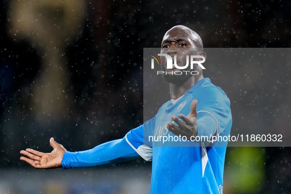 Romelu Lukaku of SSC Napoli reacts during the serie Serie A Enilive match between SSC Napoli and SS Lazio at Stadio Diego Armando Maradona o...