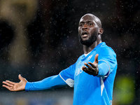 Romelu Lukaku of SSC Napoli reacts during the serie Serie A Enilive match between SSC Napoli and SS Lazio at Stadio Diego Armando Maradona o...