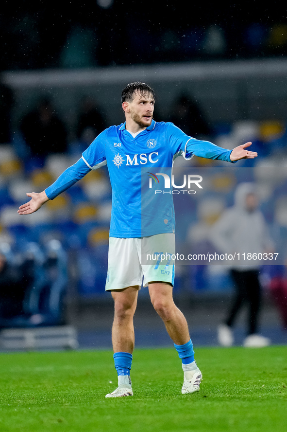 Khvicha Kvaratskhelia of SSC Napoli gestures during the serie Serie A Enilive match between SSC Napoli and SS Lazio at Stadio Diego Armando...