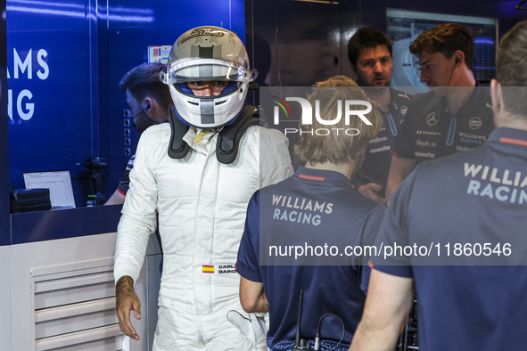 Carlos Sainz of Spain spotted with his new team Williams in the pit. Sainz, driver of Williams Racing Formula One Team with the FW46 F1 race...