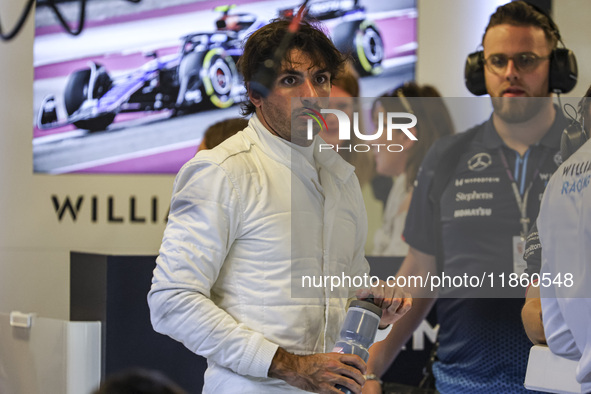 Carlos Sainz of Spain spotted with his new team Williams in the pit. Sainz, driver of Williams Racing Formula One Team with the FW46 F1 race...