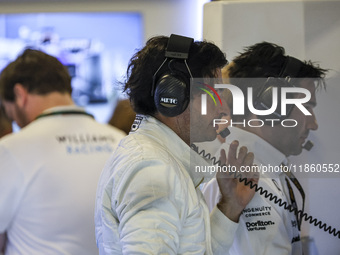 Carlos Sainz of Spain spotted with his new team Williams in the pit. Sainz, driver of Williams Racing Formula One Team with the FW46 F1 race...