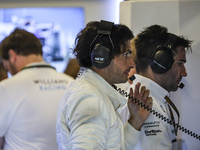 Carlos Sainz of Spain spotted with his new team Williams in the pit. Sainz, driver of Williams Racing Formula One Team with the FW46 F1 race...