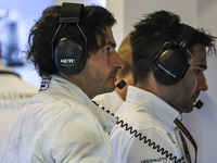 Carlos Sainz of Spain spotted with his new team Williams in the pit. Sainz, driver of Williams Racing Formula One Team with the FW46 F1 race...