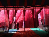 A circus artiste waits before a show of the Ajanta Circus in Kolkata, India, on December 12, 2024. There are currently fewer than 30 circuse...