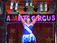 A circus artiste performs during a show of the Ajanta Circus in Kolkata, India, on December 12, 2024. There are currently fewer than 30 circ...