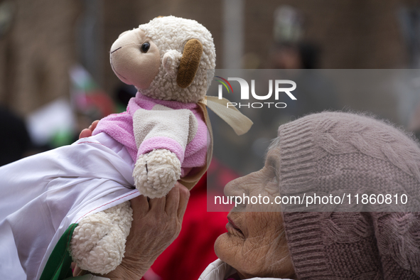 Protesters in Sofia, Bulgaria, on December 12, 2024, defend Bulgarian livestock farming. They do not trust the Bulgarian Food Safety Agency,...