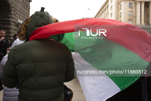 Protesters in Sofia, Bulgaria, on December 12, 2024, defend Bulgarian livestock farming. They do not trust the Bulgarian Food Safety Agency,...