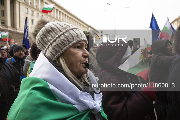 Protesters in Sofia, Bulgaria, on December 12, 2024, defend Bulgarian livestock farming. They do not trust the Bulgarian Food Safety Agency,...