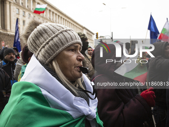 Protesters in Sofia, Bulgaria, on December 12, 2024, defend Bulgarian livestock farming. They do not trust the Bulgarian Food Safety Agency,...