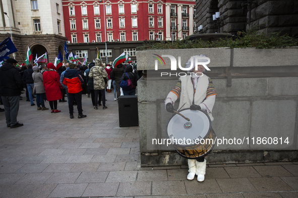 Protesters in Sofia, Bulgaria, on December 12, 2024, defend Bulgarian livestock farming. They do not trust the Bulgarian Food Safety Agency,...