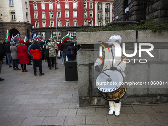 Protesters in Sofia, Bulgaria, on December 12, 2024, defend Bulgarian livestock farming. They do not trust the Bulgarian Food Safety Agency,...