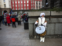 Protesters in Sofia, Bulgaria, on December 12, 2024, defend Bulgarian livestock farming. They do not trust the Bulgarian Food Safety Agency,...