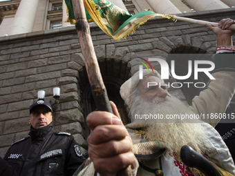 Protesters in Sofia, Bulgaria, on December 12, 2024, defend Bulgarian livestock farming. They do not trust the Bulgarian Food Safety Agency,...