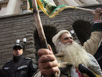 Protesters in Sofia, Bulgaria, on December 12, 2024, defend Bulgarian livestock farming. They do not trust the Bulgarian Food Safety Agency,...